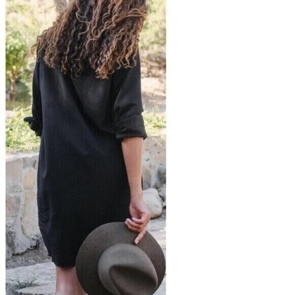 Frank & Eileen Classic Black Button-Down Mini Dress - Picture 2 of 8